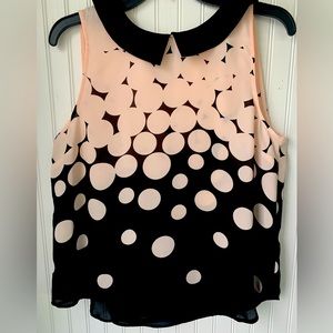 ELLE (M) Blush Pink & Black Sleeveless,Collared Classy Top; Excellent Condition